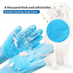 Dog Washing Gloves -Dog Bath Brush - Dog Bath Gloves - Dog Shampoo Brush - Pet Grooming Gloves -Cat Grooming Supplies_ Dog Bath Supplies（1 Pair Blue