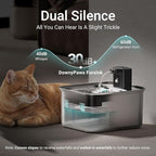 DownyPaws Cat Water Fountain Stainless Steel Wireless, 101 oz/3L FurSink Cordless Cat Water Dispenser for Pets, Battery Operated Dog Drinking Fountain with Motion Sensor, Black with 6 Filters