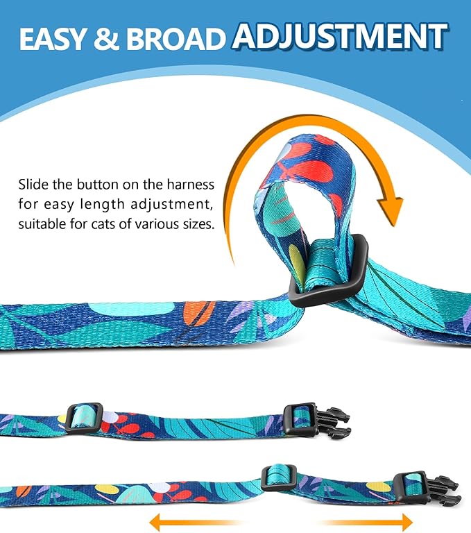 Halypet Cat Harness and Leash Set, Escape Proof [3 in 1 Adjustable & Lightweight] Cat Harness, Comfortable Soft Kitten Harness for Cats Safe, Easy to Wear, Outdoor Walking Travel