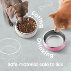Pawaii Dog Food and Water Bowl with Non - Slip Rubber Base, Metal Insulated Stainless Steel Dog Bowls with ID Tag, Double - Wall, Durable and Dishwasher - Safe for All Dogs (34oz)