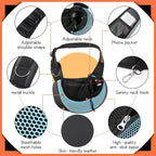 YUDODO Pet Sling Carrier for Small Dogs & Cats – Hands-Free Puppy Carrier with Safety Hook, Large Zipper Pocket, Soft Breathable Mesh, Adjustable Strap & Reflective Strip (Cyan 3.0 S)