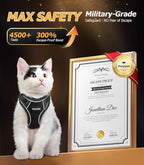 Halypet Cat Harness and Leash Set [MAX Safety 4th-Gen Upgrade] Escape Proof Adjustable Cat Leash Comfortable Soft Vest Easy to Wear Kitten Harness with Reflective Strip for Cats Walking, M Black