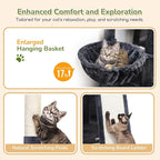 Globlazer Cat Tower for Indoor Cats, 52in Multi-Level Heavy Duty Cat Tower with 4 Scratching Posts, Ladder, Sturdy Cat Tree with 3 Cat Condos for Adult Cats Kittens, Hanging Basket, F52B, Dark Grey