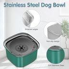UPSKY 3L Dog Water Bowl 101oz Stainless Steel Dog Bowl No Spill Large Capacity Dog Food Water Bowl Slow Water Feeder, Spill Proof Pet Water Dispenser Vehicle Carried Travel Water Bowl for Dogs, Cats