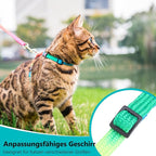 PUPTECK Adjustable Cat Harness and Leash Set Escape Proof Kitten Strap Collar for Walking Travel, Multicolor