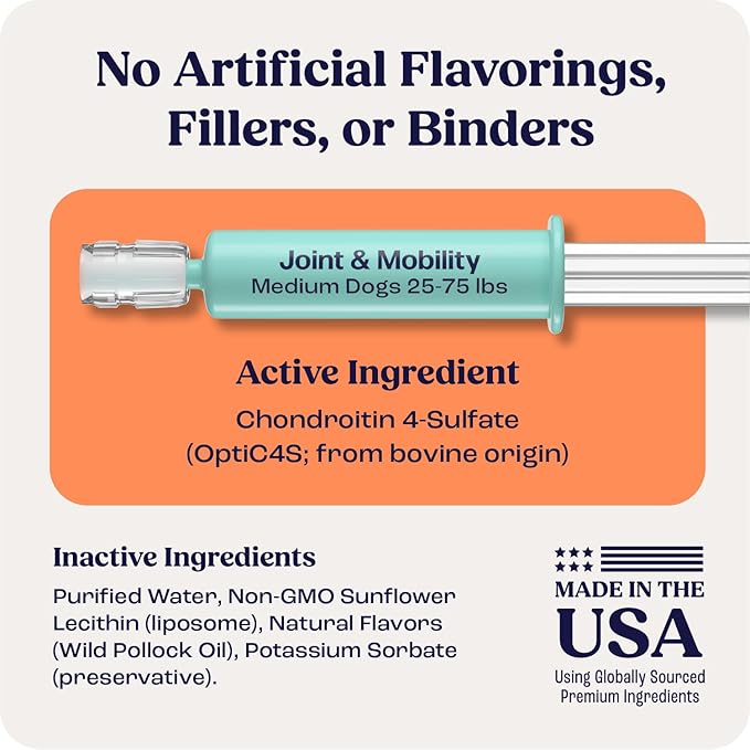 Summit Canine Joint and Mobility Supplement for Medium Dogs, All Natural Liquid Chondroitin, Liposomal Delivery for Arthritis, Hip & Joint Support Vitamin, (Dogs, 25-75lbs)