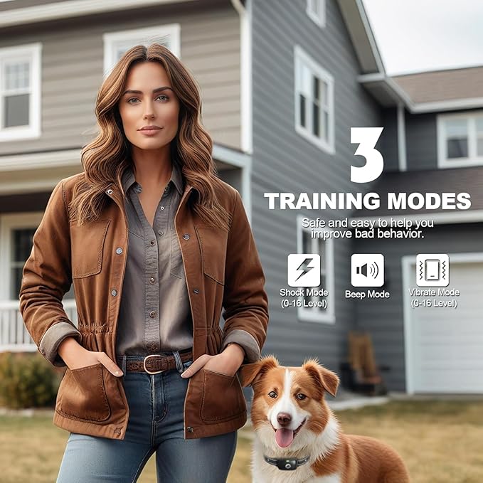 Dog Training Collar 3 Dogs, Dog Shock Collar with Remote - 2600Ft Range, Rechargeable Waterproof Electric Dog Collar, 3 Training Modes (Vibration, Beep, Shock) for E-Shock Collar（Black）