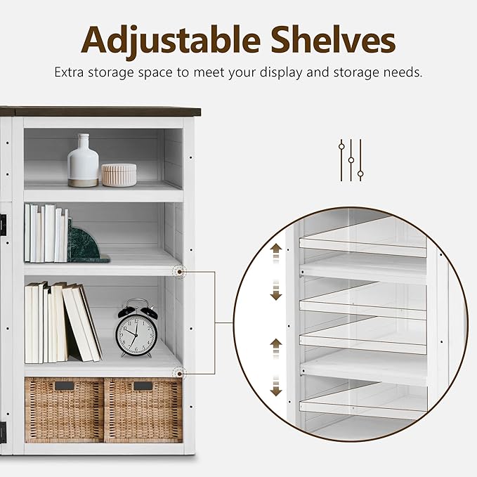 Lovupet Solid Wood Dog Crate Furniture, Medium Dog Cage with Adjustable Shelf and Storage Cabinet, 1775