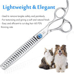 JASON 7 Inch 21-Teeth Chunkers Shears for Dogs, Ergonomic Cats Grooming Texturizing Blending Thinning Shears Pets Trimming Kit with Offset Handle, Sharp, Comfortable Shear