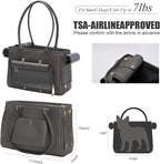 Minsong Fashion Pet Carrier Purse for Small Cat and Dog, Luxury Pu Soft-Sided Tote Bag with Large Pockets for Dogs and Puppies (Black, 13.6" L x 6" W x 10.0" H)