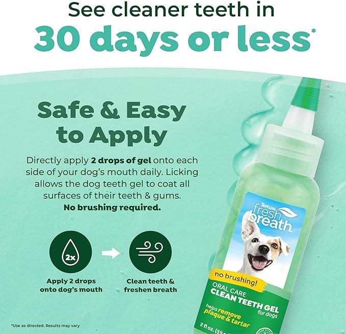 TropiClean Clean Teeth Gel for Dogs | Dog Dental Care | Dog Toothpaste | Breath Freshener | Easy Teeth Cleaning | Made in the USA | 2 oz