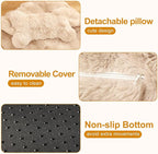 Jiupety Cat Beds for Indoor Cats Calming Pet Beds, Mattress with Pillow for Crate, Anti-Slip Comfy Pet Sleeping Mat. for Cat and Puppies Up to 10 Lbs, S(12"*18"*1.5"), Coffee.