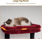 Heybly Tall Cat Tree, 78-inch Multi-Level Cat Tower for Indoor Cats, 2 Widened Plush Perches Cat Condo with Scratching Board and Big Caves, Black and Red HCT033BR