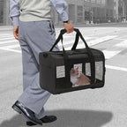 Travel Carrier for Cats,Cat Soft-Sided Carriers Ventilated Breathable Foldable Kitten Carrier Soft Airline Approved Carrier for Small Dogs Kitty Puppies Under to 12 Lb(Black)