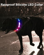 Joytale Light Up Dog Collar, Rainproof and Rechargeable LED, 9 Flashing Modes, Glow for Night Walking, Cuttable Soft Silicone Collar for Large Medium Small Dogs, 27.5 Inch