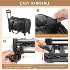 Leather Pet Carrier with Wheels, Airline Approved Travel Bag for Small Dogs & Cats Under 15 lbs, Rolling Pet Carrier for Airplane, Camping & Outdoor Black