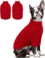 Queenmore Large Dog Sweater,Dog Sweaters for Large Dogs Male Female,Thanksgiving Fall Knit Sweater for Dogs,Turtleneck Thick DogSweaters,Winter Knitwear Pet Clothes for Corgi,French Bulldog(Red,L)