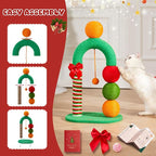 Durable Cat Scratching Post, Natural Sisal Cat Scratcher for Indoor Cats and Kittens, Cat Post with Dangling Ball, Easy Assembly with Bonus Sisal Ball Toy, Fun Candy Cane Design