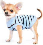 Dog Shirt, Pet Clothes for Chihuahua, Yorkie Teacup Costumes Striped, Small Dogs Sleeveless Tank Top Vest, Breathable Cotton Puppy T-Shirt, Cat Apparel Outfit (Blue, L)
