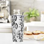 Dujiea 20oz Tumbler With Lid And Straw, Snakeskin Vacuum Insulated Iced Coffee Mug Reusable Travel Cup Stainless Steel Water Bottle