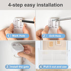 150″ Retractable Baby Gate – 34″ Tall Extra Wide Safety Gate for Large Hallways, Open Areas, Pet Zones – Durable Mesh Gate for Kids and Dogs, White