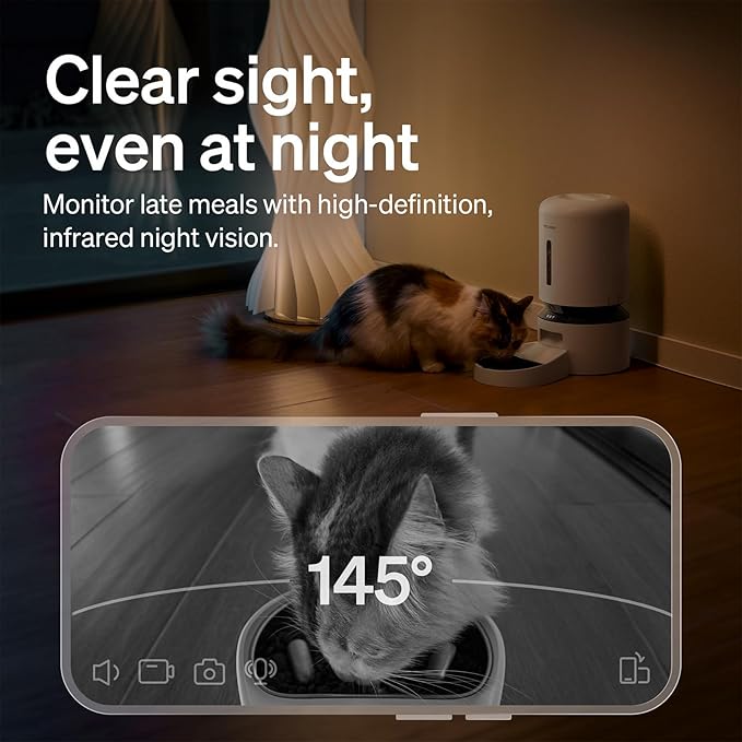 PETLIBRO Automatic Cat Feeder with Camera, Auto Pet Food Dispenser Slow Feeder Dog Bowl 1080P HD Video with Night Vision 5G WiFi Pet Feeder with 2-Way Audio, Stainless Steel Slow Food Tray