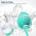 Dog Water Bottle, Pet Water Bottle with Food Container and Drinking Feeder, Leak Proof, BPA-Free, Portable Foldable Puppy Water Cup Dispenser for Outdoor Walking, Travel, Large Light Blue