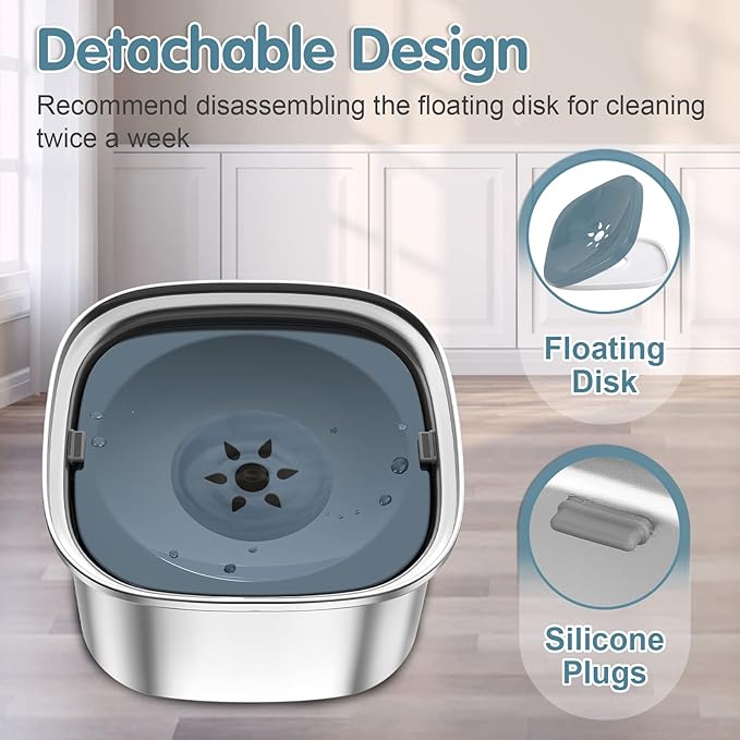 UPSKY 3L Dog Water Bowl 101oz Stainless Steel No Spill Large Capacity Dog Food Water Bowl Slow Water Feeder, Spill Proof Pet Water Dispenser Vehicle Carried Travel Water Bowls