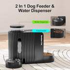 Automatic Gravity Pet Feeder, 1.8 Gallons*2 Dog Feeder and Water Dispenser Set, 2-in-1 Automatic 100% BPA-Free Feeder and Stainless Steel Water Dispenser for Dogs, Cats, Rabbits, Puppies (Black)