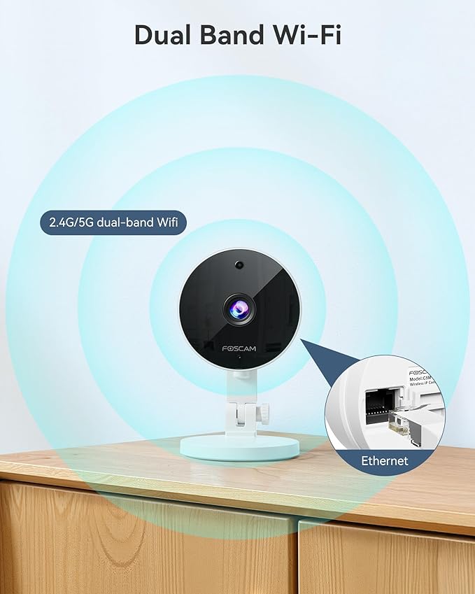 FOSCAM 3K 5MP Security Camera Indoor, 2.4g & 5g WiFi Magnetic Mini Dog/Cat/Pet/Baby Camera, Smart Motion Detection, 20X Zoom, 2-Way Audio, Night Vision, Home Monitor Compatible with Alexa & Google