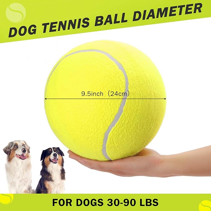 SCENEREAL Large Tennis Ball for Dogs, 9.5" Inflatable Dog Toy Balls for Large Medium Small Dogs Puppies, Funny Interactive Sports Ball for Indoor Outdoor Training Playing