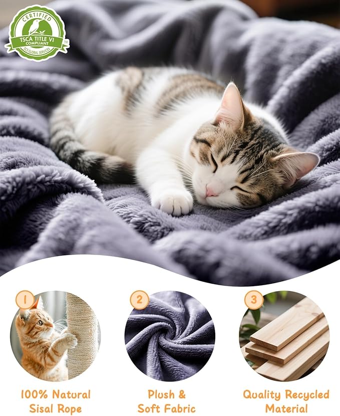 66in Multi-Level Large Cat Tree Tower for Indoor Cat/Kitties, Mordern Cat Tower with Sisal Scratching Posts, Condos and Hammock, Perches, Ramp for Climbing Heavy Duty