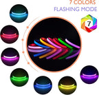 Pceotllar Rechargeable Led Dog Collar - Automatic 7-Color Changes, Water Resistant for Night Walking, Bright Glow (Black, S)