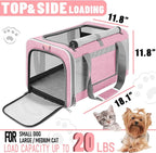 Cat Carrier 20lbs Top Open/Soft Sided Small Pet Dog Travel Carrying Crate/Collapsible Puppy Transport Carry Bag/Sturdy Pet Cages Chihuahuas Mini Dog 10lbs Pink