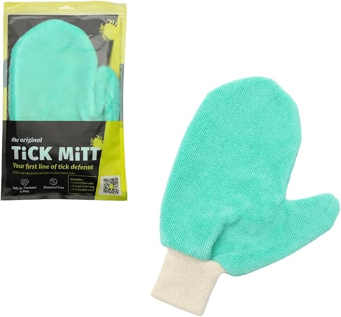TiCK MiTT Blue Protective Glove for Tick Removal from Pets & Humans - Easy, Gentle, Chemical-Free Tick Handling - Portable & Durable for Outdoor Adventures