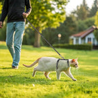 PAWCHIE Cat Harness with Leash and Collar Set - Escape Proof Adjustable H-shped Cat Harness with Star and Moon Pattern Glow in The Dark for Kitty Outdoor Walking