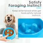 Super Design Slow Feeder Dog Bowl, Blue, Melamine, 1.5 Cup, Non-Skid Base, Heat-Resistant, Safe for Multiple Pets, Easy to Clean, Suitable for Medium to Large Dogs