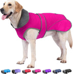 Dogcheer Dog Coat, Christmas Dog Jacket Waterproof Puppy Winter Coat for Cold Weather, Reflective Adjustable Pet Snow Jacket Warm Turtleneck Fleece Sweater for Small Medium Large Dogs - Pink, L