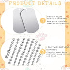 20 Pieces Military Dog Tags Set Including 10 Stainless Steel Army Blank Dog Tags 10 Steel Chains Personalized Pet Oval Pendant Necklaces for Stamping Engraving DIY Halloween Craft(Silver)