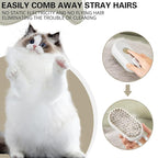 Steamy Pet Brush - Convenient Hair Removal, Easy Collection, Massage Function - Ideal Steam Brush for Cats! (White+coffee)