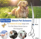 10inch Curved Dog Grooming Scissors Professional, Japanese VG10 Steel Sharp Dog Scissors for Grooming, 30 Degree Bend, Pet Trimming Shears for Dogs Cats Face Paws, Safety Ergonomic with CNC Screw
