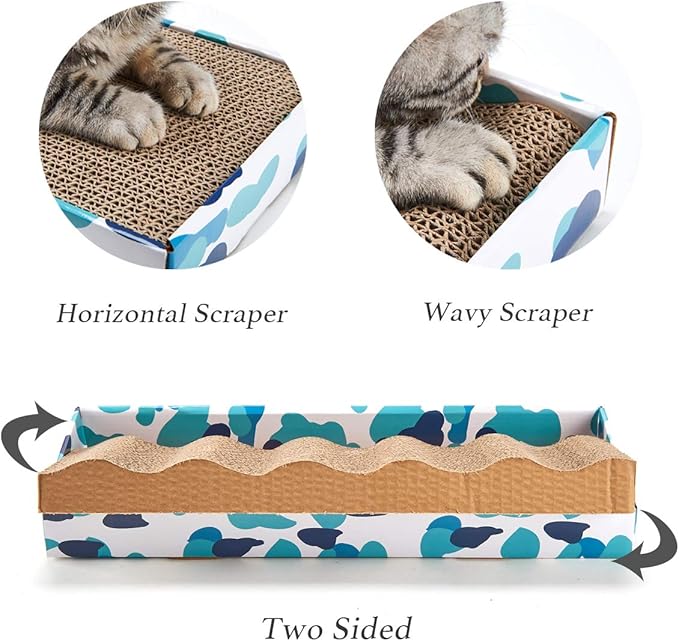 PEEKAB Cat Scratcher Cardboard Reversible Cat cat Scratch Pad Kitty Corrugated Scratching Bed Catnip Included (1 Pack)
