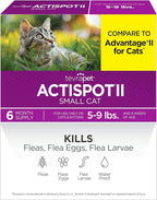 TevraPet Actispot II Flea Treatment for Small and Medium Cats 5-9 lbs | 6 Doses | Powerful Prevention and Control, Clear