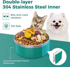 LIHONG Stainless Steel Dog Bowls for Large Dogs,Dog Food Water Bowls with Non Slip Rubber Bottom,Pet Feeding Bowl,Double Wall Insulated,Rustproof(64oz,Deep Green)