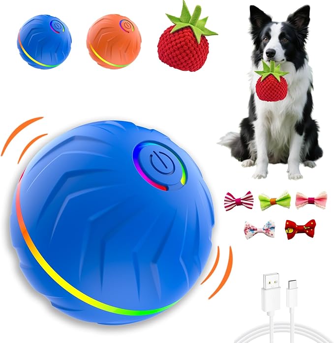 Interactive Dog Toys Dog balls, Automatic Moving Bouncing Rotating Interactive Dog Ball, Durable Motion Activated Automatic Rolling Ball Toys for Puppy Small Medium Large Dogs, Anti Boredom Dog Toys