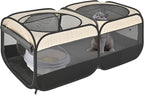 2-in-1 Dog Playpen 46.5''Pop Up Cat Pet Playpen, Assembly-Free Indoor Outdoor Kitten Enclosure, Kitten Pen Cat Cage Portable Puppy Tent Crates Kennel for Small Animals(No Divider, Unified Space)
