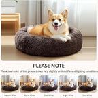 JOLLYVOGUE Small Dog & Cat Beds for Indoor Cats, Donut Cuddler Warming Soft Dog Beds with Anti-Slip Bottom, Round Calming Fluffy Plush Faux Fur Cushion Bed for Small Dogs (23")