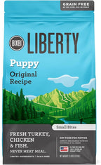 BIXBI Liberty Grain Free Dry Dog Food, Original Recipe Puppy, 11 lbs - Fresh Meat, No Meat Meal, No Fillers - Gently Steamed & Cooked - No Soy, Corn, Rice or Wheat for Easy Digestion - USA Made