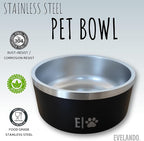 EVELANDO® Premium Dog Food Bowl 64 oz Stainless Steel 8 Cups Medium Large Dog Bowls Non Slip & BPA-Free L X XL Pet Water Bowl Platos para Perros Indoor Outdoor Pet Dish Feeder Water and Food Dish