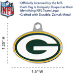 NFL Green Bay Packers Engraving Pet ID Tags in 32 Team Logo Shapes Personalized Dog Tags and Cat Tags with 3 Lines of Customizable Text for Tracking & Safety. Stainless Steel Pet ID Tracking Tags
